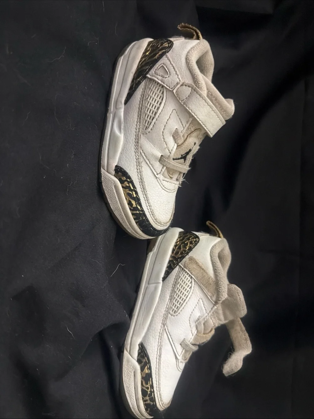 Kids White Sneakers with Leopard Accents